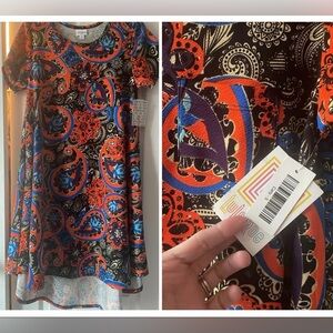 LuLaRoe High Low Dress - Black, Red, Blue Paisley